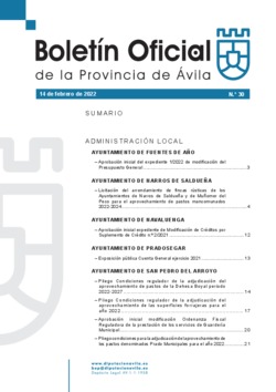Boletín Oficial de la Provincia del lunes, 14 de febrero de 2022