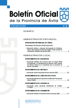 Boletín Oficial de la Provincia del lunes, 14 de marzo de 2022