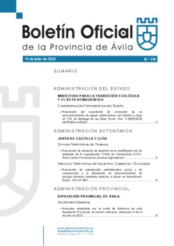 Boletín Oficial de la Provincia del viernes, 15 de julio de 2022