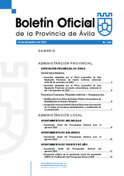 Boletín Oficial de la Provincia del jueves, 15 de diciembre de 2022