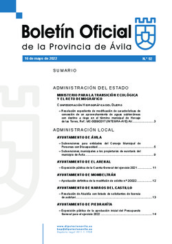 Boletín Oficial de la Provincia del lunes, 16 de mayo de 2022