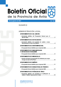Boletín Oficial de la Provincia del martes, 16 de agosto de 2022
