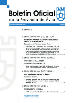 Boletín Oficial de la Provincia del lunes, 17 de octubre de 2022