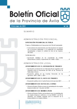 Boletín Oficial de la Provincia del miércoles, 18 de mayo de 2022