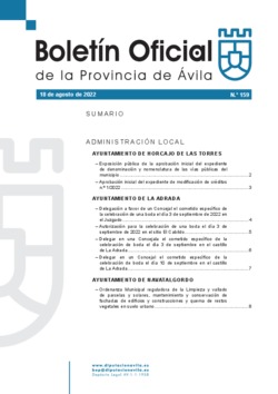 Boletín Oficial de la Provincia del jueves, 18 de agosto de 2022