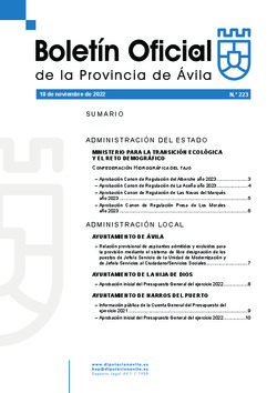Boletín Oficial de la Provincia del viernes, 18 de noviembre de 2022