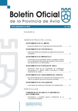 Boletín Oficial de la Provincia del lunes, 19 de septiembre de 2022