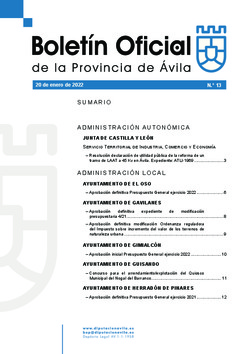 Boletín Oficial de la Provincia del jueves, 20 de enero de 2022