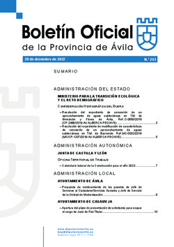 Boletín Oficial de la Provincia del martes, 20 de diciembre de 2022