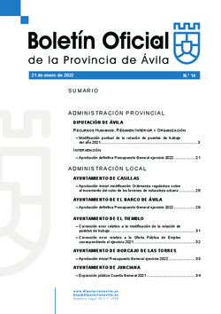 Boletín Oficial de la Provincia del viernes, 21 de enero de 2022