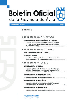 Boletín Oficial de la Provincia del lunes, 21 de febrero de 2022