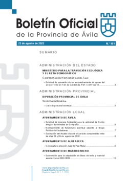 Boletín Oficial de la Provincia del lunes, 22 de agosto de 2022