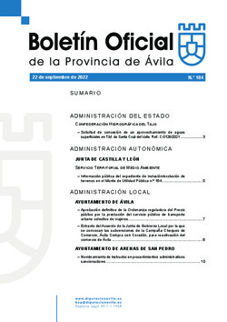 Boletín Oficial de la Provincia del jueves, 22 de septiembre de 2022