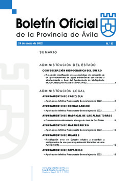 Boletín Oficial de la Provincia del lunes, 24 de enero de 2022