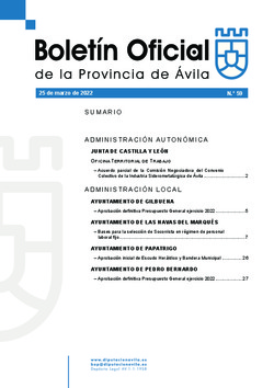 Boletín Oficial de la Provincia del viernes, 25 de marzo de 2022
