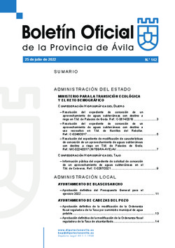 Boletín Oficial de la Provincia del lunes, 25 de julio de 2022