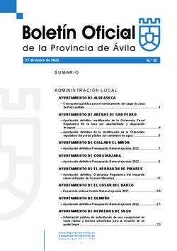 Boletín Oficial de la Provincia del jueves, 27 de enero de 2022