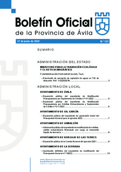 Boletín Oficial de la Provincia del lunes, 27 de junio de 2022