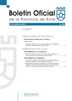 Boletín Oficial de la Provincia del jueves, 27 de octubre de 2022