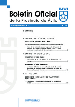 Boletín Oficial de la Provincia del jueves, 29 de septiembre de 2022
