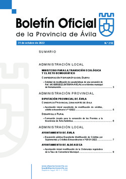 Boletín Oficial de la Provincia del lunes, 31 de octubre de 2022