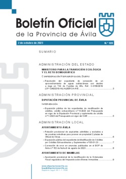 Boletín Oficial de la Provincia del lunes, 2 de octubre de 2023