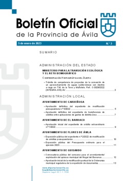 Boletín Oficial de la Provincia del jueves, 5 de enero de 2023