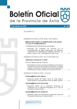 Boletín Oficial de la Provincia del jueves, 5 de octubre de 2023