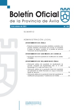 Boletín Oficial de la Provincia del viernes, 6 de octubre de 2023