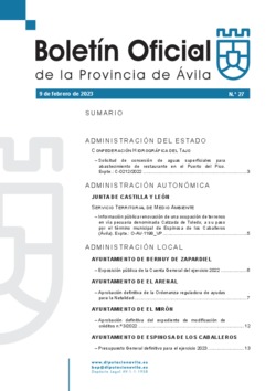 Boletín Oficial de la Provincia del jueves, 9 de febrero de 2023