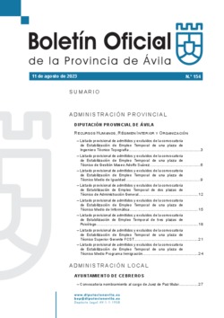 Boletín Oficial de la Provincia del viernes, 11 de agosto de 2023