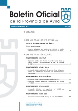 Boletín Oficial de la Provincia del lunes, 11 de diciembre de 2023