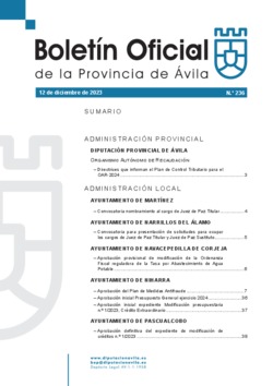 Boletín Oficial de la Provincia del lunes, 11 de diciembre de 2023