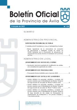 Boletín Oficial de la Provincia del viernes, 14 de julio de 2023