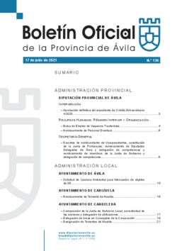 Boletín Oficial de la Provincia del lunes, 17 de julio de 2023