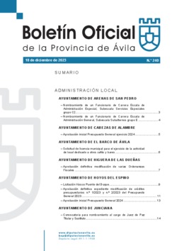 Boletín Oficial de la Provincia del lunes, 18 de diciembre de 2023