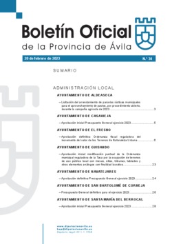 Boletín Oficial de la Provincia del lunes, 20 de febrero de 2023