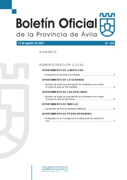 Boletín Oficial de la Provincia del lunes, 21 de agosto de 2023