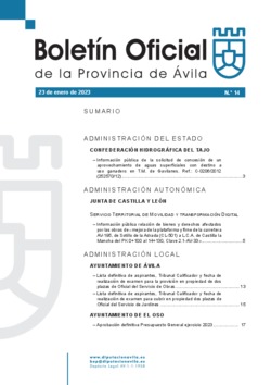Boletín Oficial de la Provincia del lunes, 23 de enero de 2023