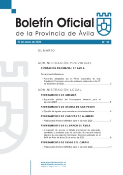 Boletín Oficial de la Provincia del viernes, 27 de enero de 2023