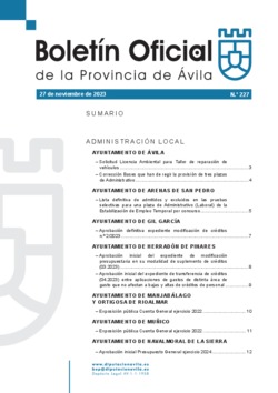 Boletín Oficial de la Provincia del lunes, 27 de noviembre de 2023