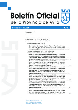 Boletín Oficial de la Provincia del martes, 1 de octubre de 2024