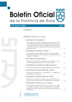 Boletín Oficial de la Provincia del lunes, 4 de marzo de 2024