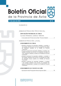 Boletín Oficial de la Provincia del jueves, 11 de enero de 2024