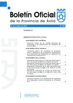 Boletín Oficial de la Provincia del jueves, 9 de octubre de 2025