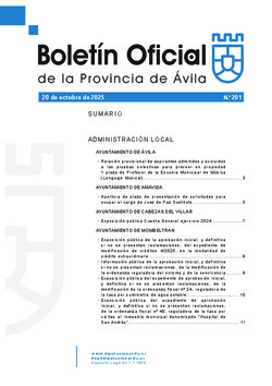 Boletín Oficial de la Provincia del lunes, 20 de octubre de 2025