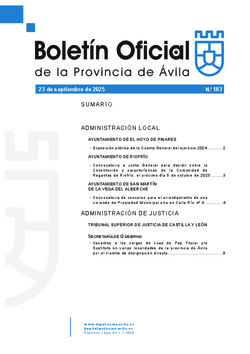 Boletín Oficial de la Provincia del lunes, 22 de septiembre de 2025