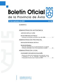 Boletín Oficial de la Provincia del jueves, 25 de septiembre de 2025
