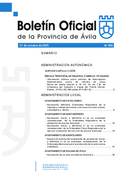 Boletín Oficial de la Provincia del lunes, 27 de octubre de 2025