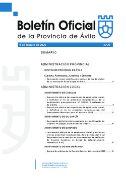 Bolet&iacute;n Oficial de la Provincia del lunes, 9 de febrero de 2026